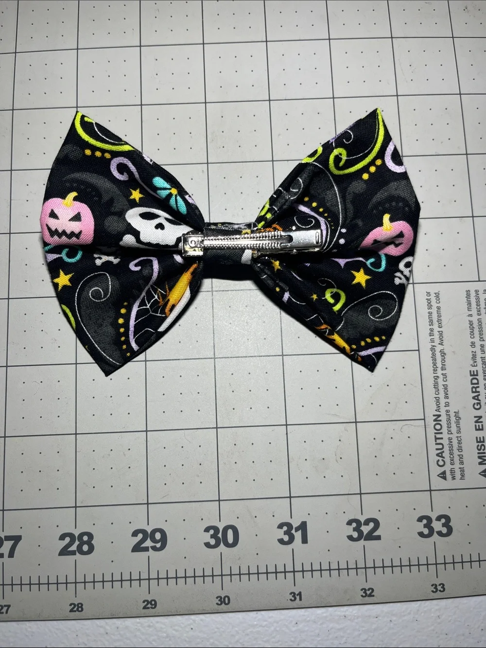 Kids Halloween Skull & Spider Bow Hair Clip - Black